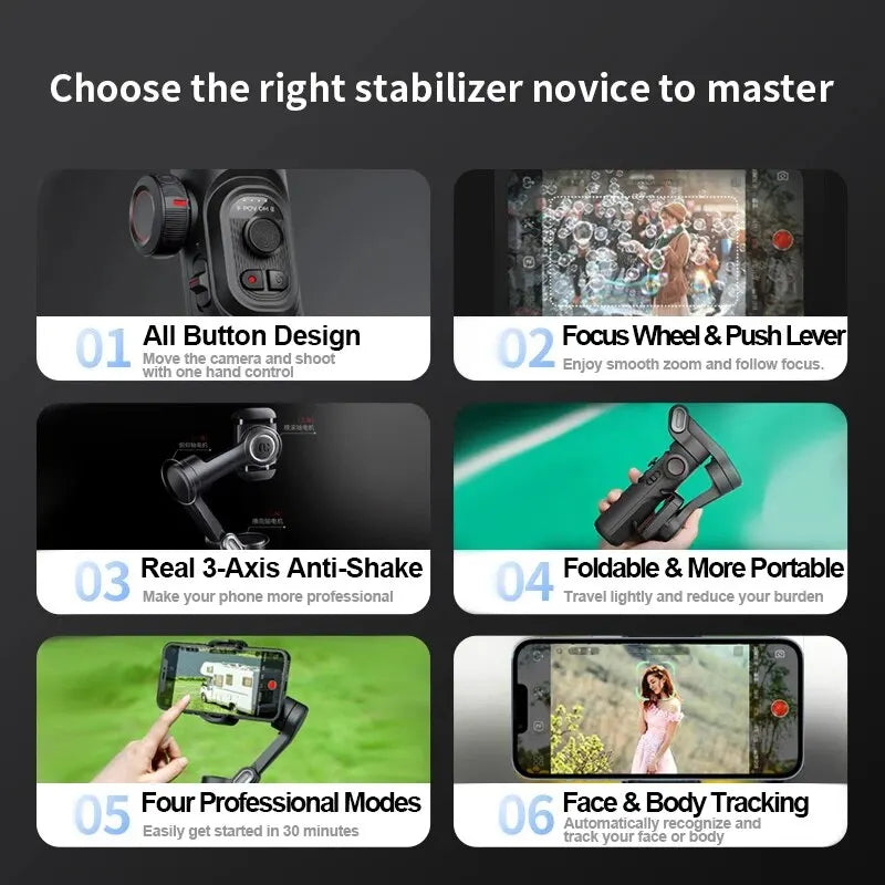 AI Tracking Smartphone Gimbal for TikTok & Vlogs